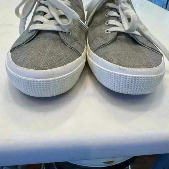 Ralph Lauren flax linen sneakers “Jolie” light gray size 9.5 NEW - Picture 2 of 8